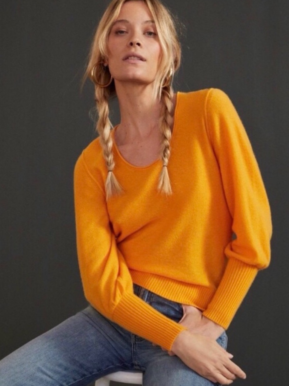 Anthropologie Maeve Bedford Cashmere Sweater Size XSP Orange - Picture 9 of 10